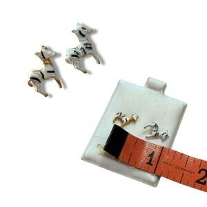 Vintage Enamel Zebra Gold Tome Surgical Steel Earrings